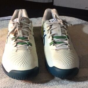 Asics Cream and Green Sneakers